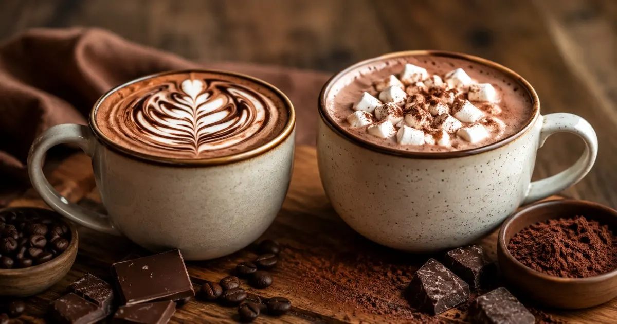 Mocha vs hot chocolate served side by side