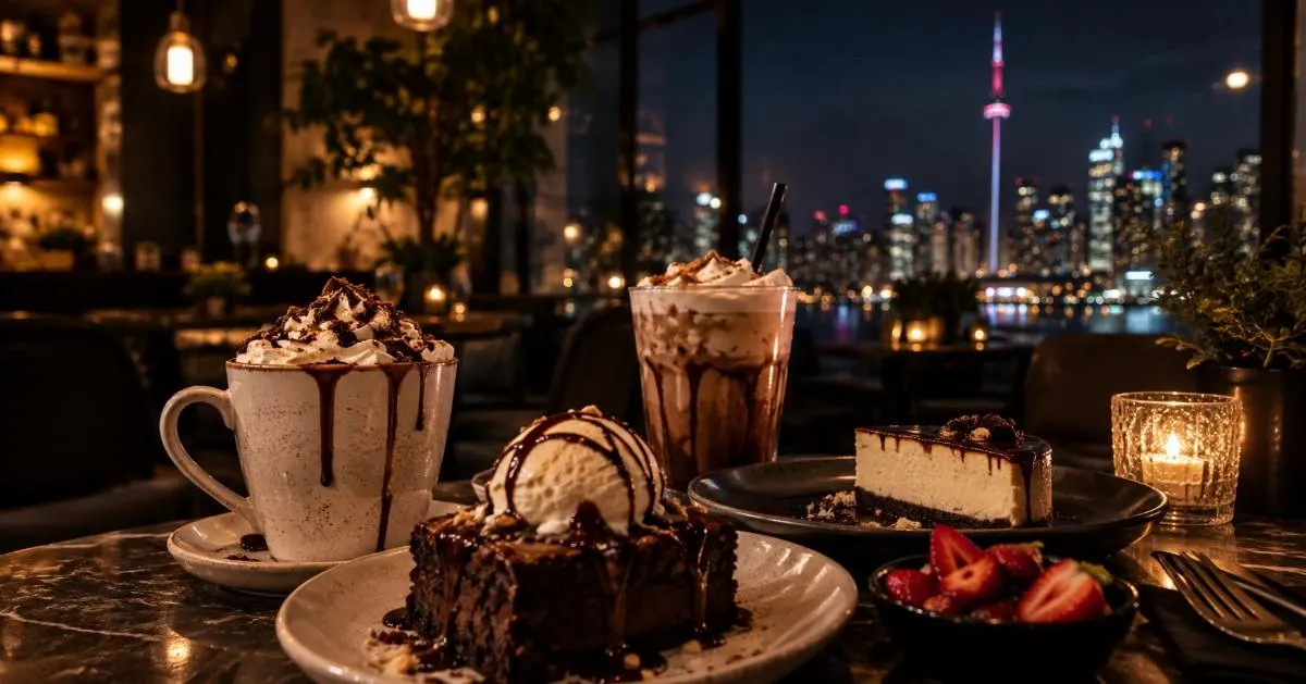 Late night dessert cafe in Toronto with chocolate desserts and drinks